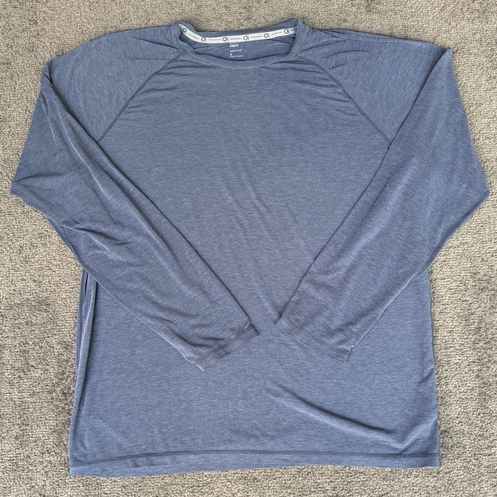 GapFit Breathe Mens Long Sleeve Performance Shirt Blue Heather Thumbholes Small